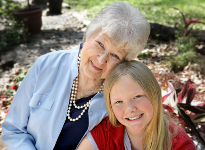 Grandmother sharing with granddaughter